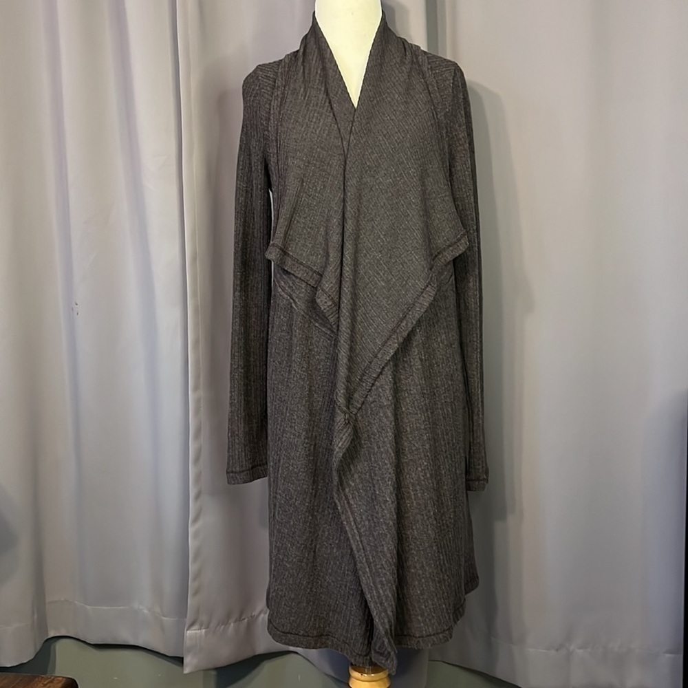 H by Bordeaux BNWOT grey cardigan NEW waterfall open front pockets
